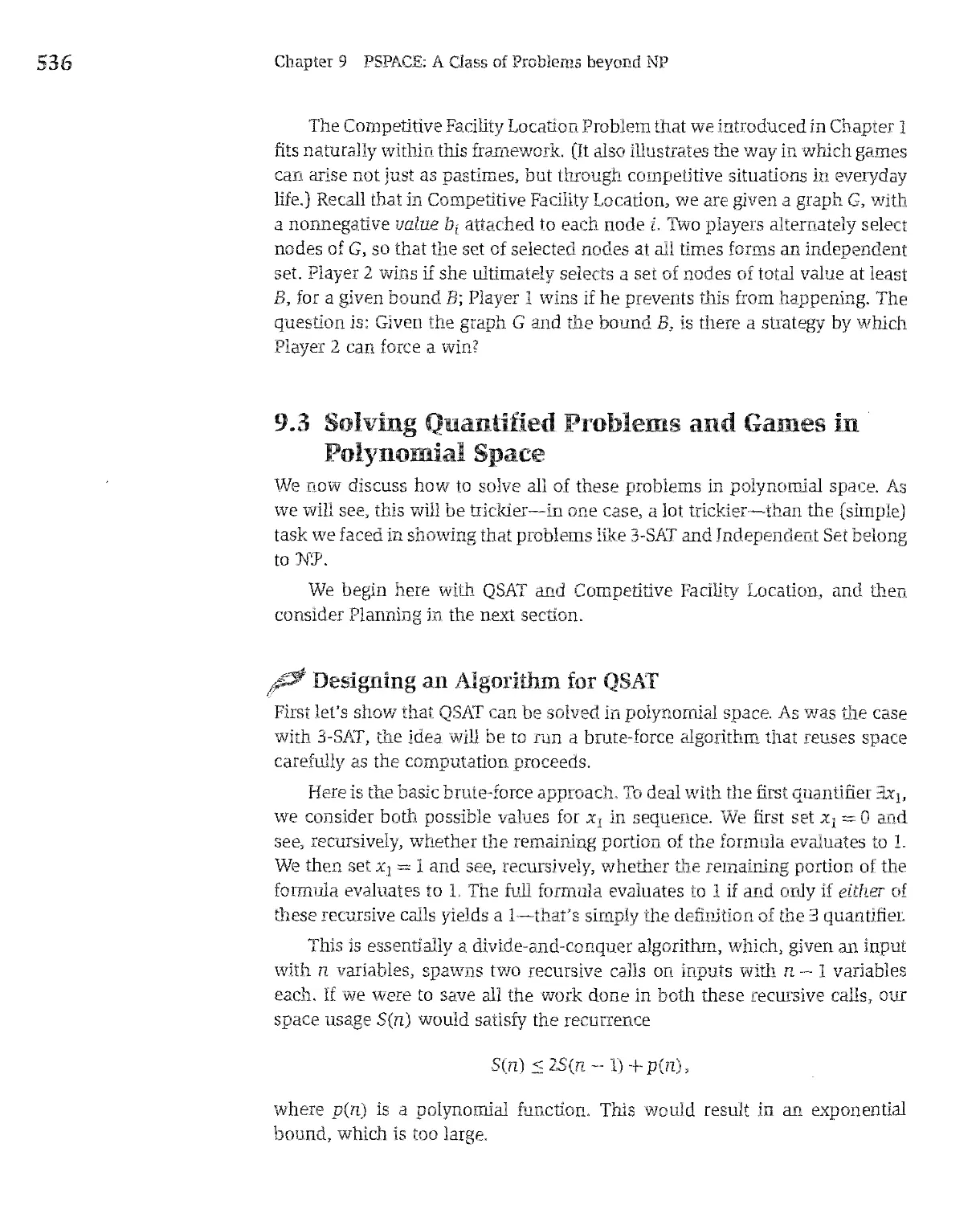 9.3 Solving Quantified Problems and Games in Polynomial Space