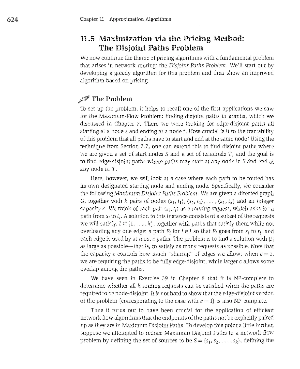 11.5 Maximization via the Pricing Method: The Disjoint Paths Problem