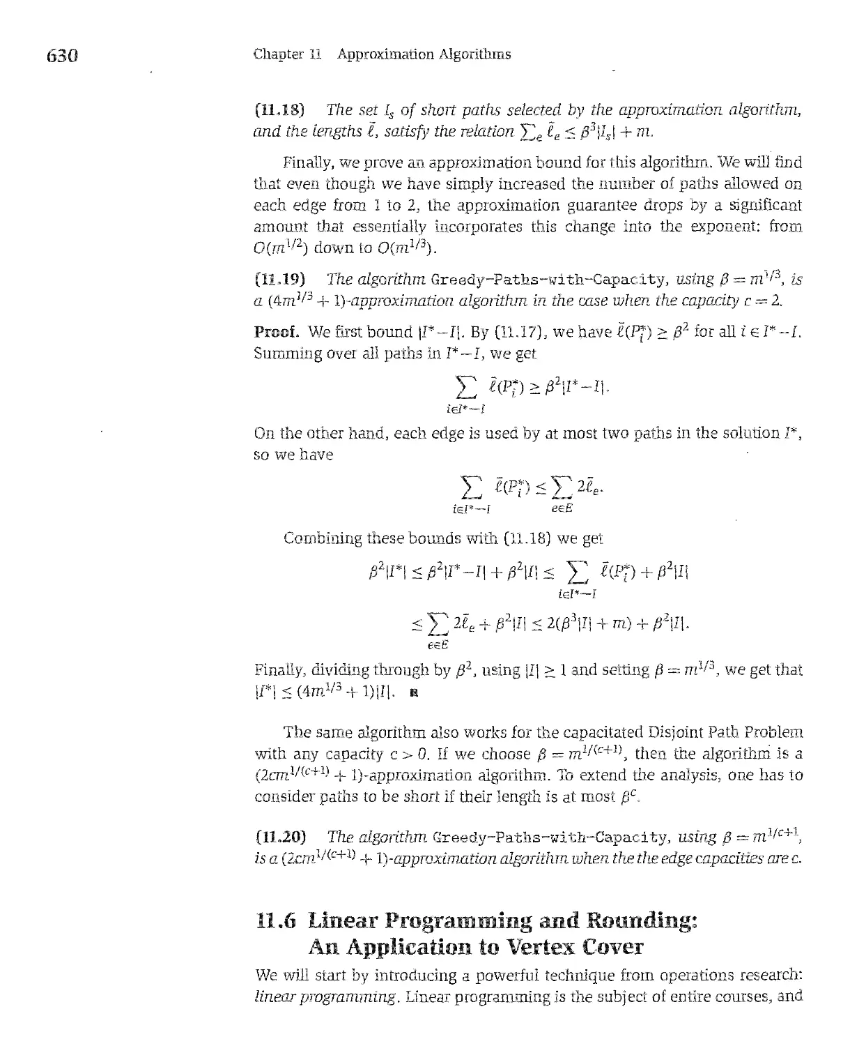 11.6 Linear Prograrnming and Rounding: An Application to Vertex Cover