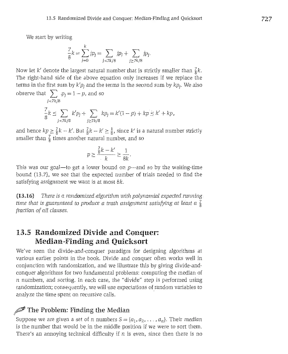 13.5 Randomized Divide and Conquer: Median-Finding and Quicksort