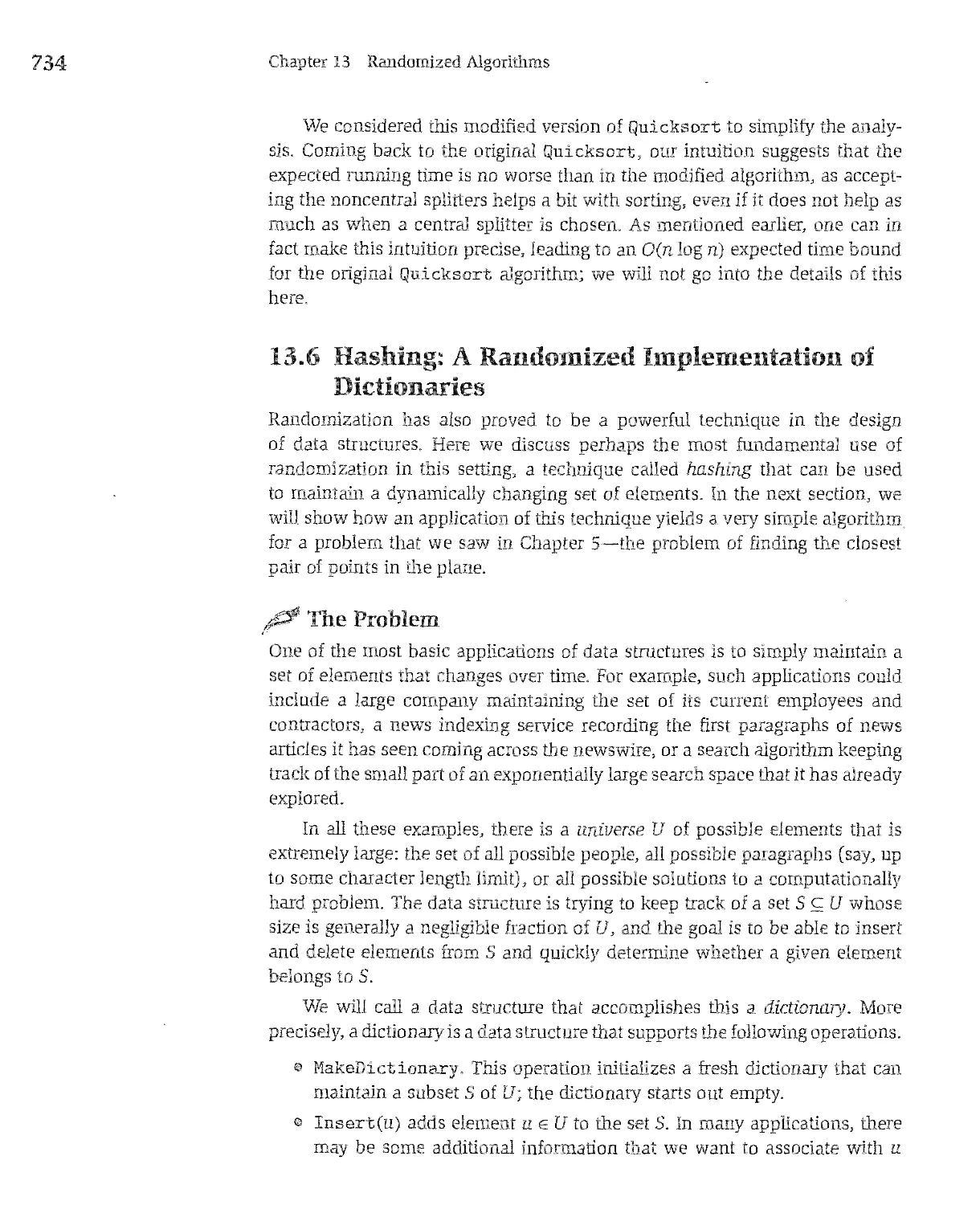 13.6 Hashing: A Randomized Implementation of Dictionaries