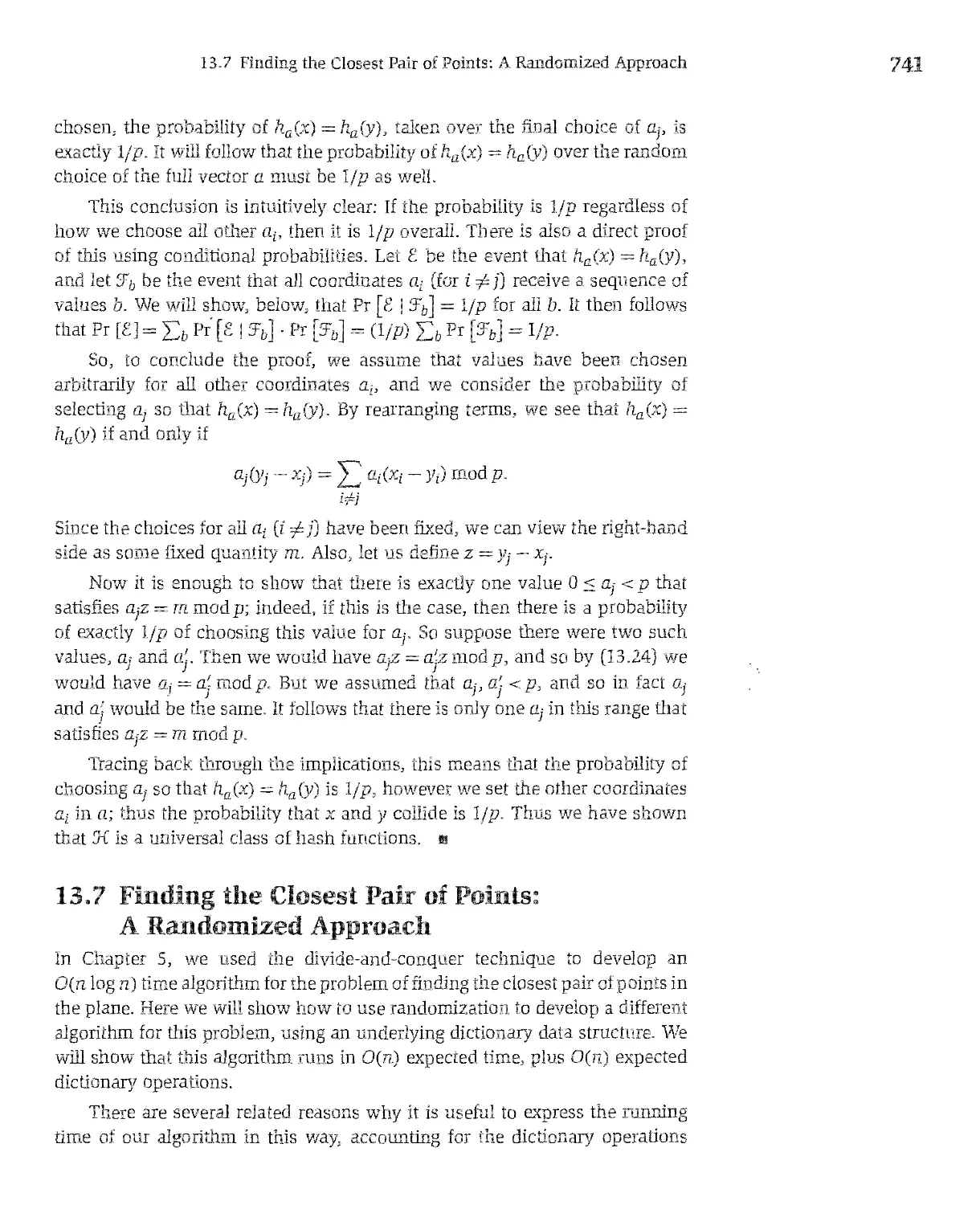 13.7 Finding the Clos est Pair of Points: A Randomized Approach