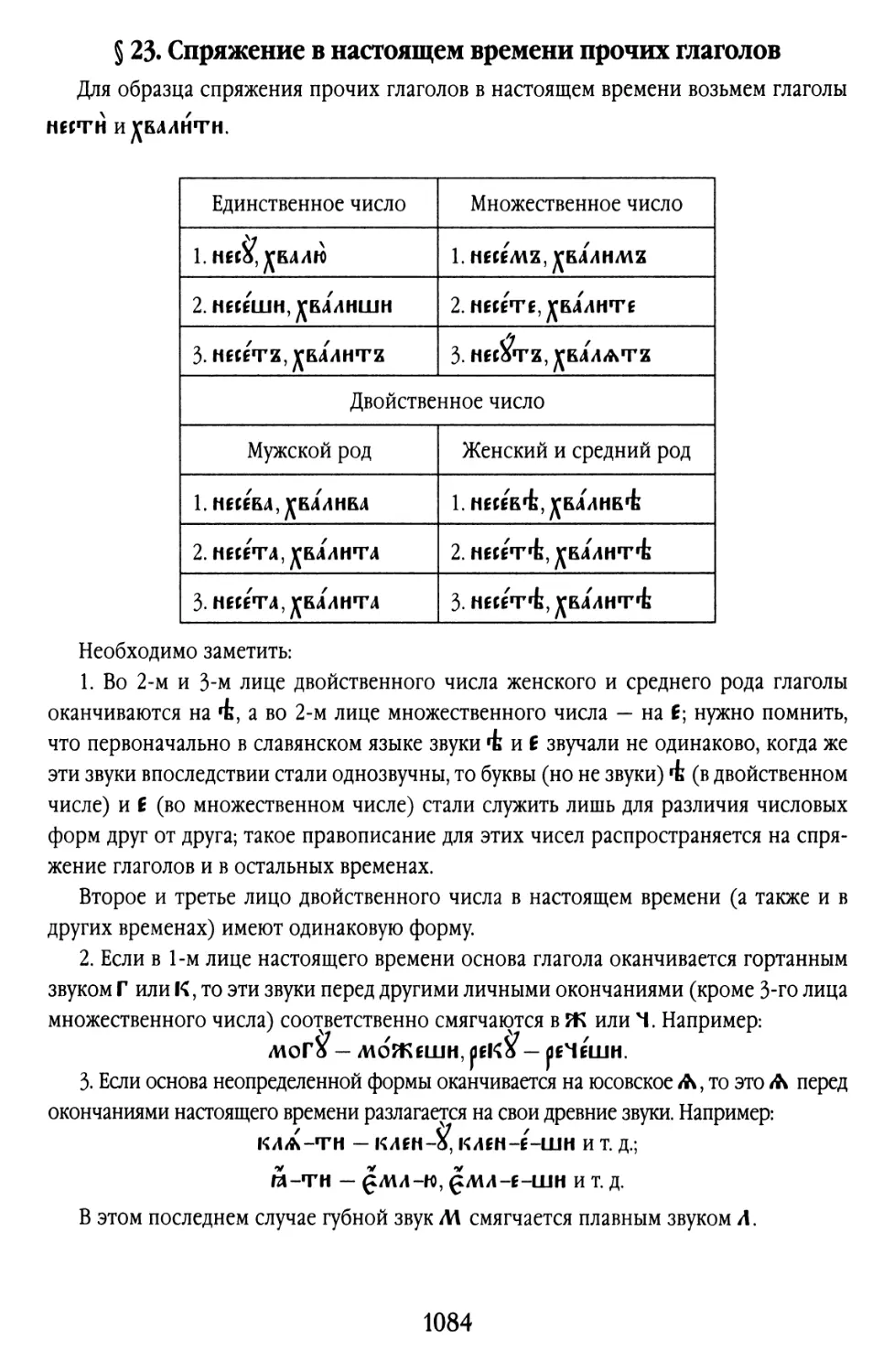 § 23. Спряжение в настоящем времени прочих глаголов