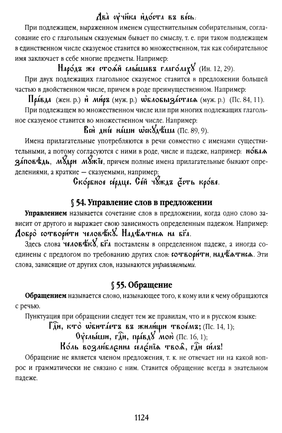 § 54. Управление слов в предложении
§ 55. Обращение