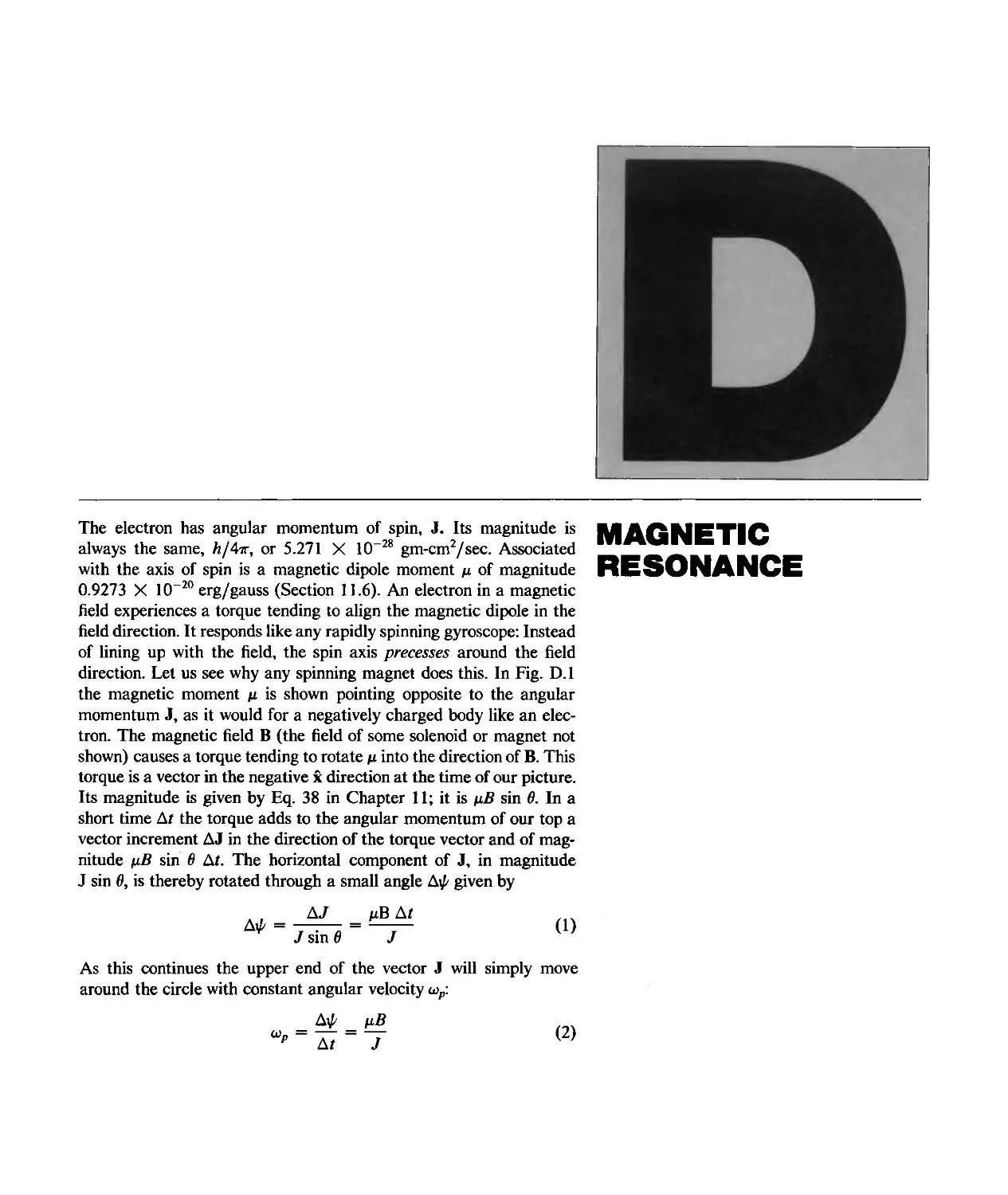 Appendix D - Magnetic Resonance