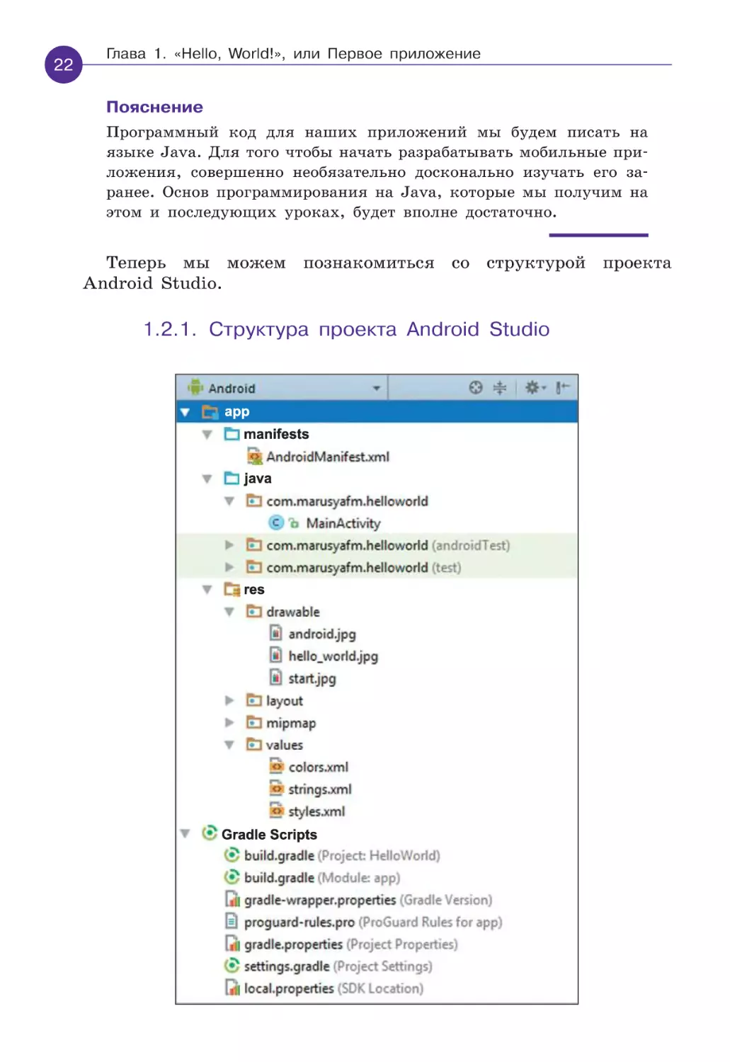 1.2.1. Структура проекта Android Studio