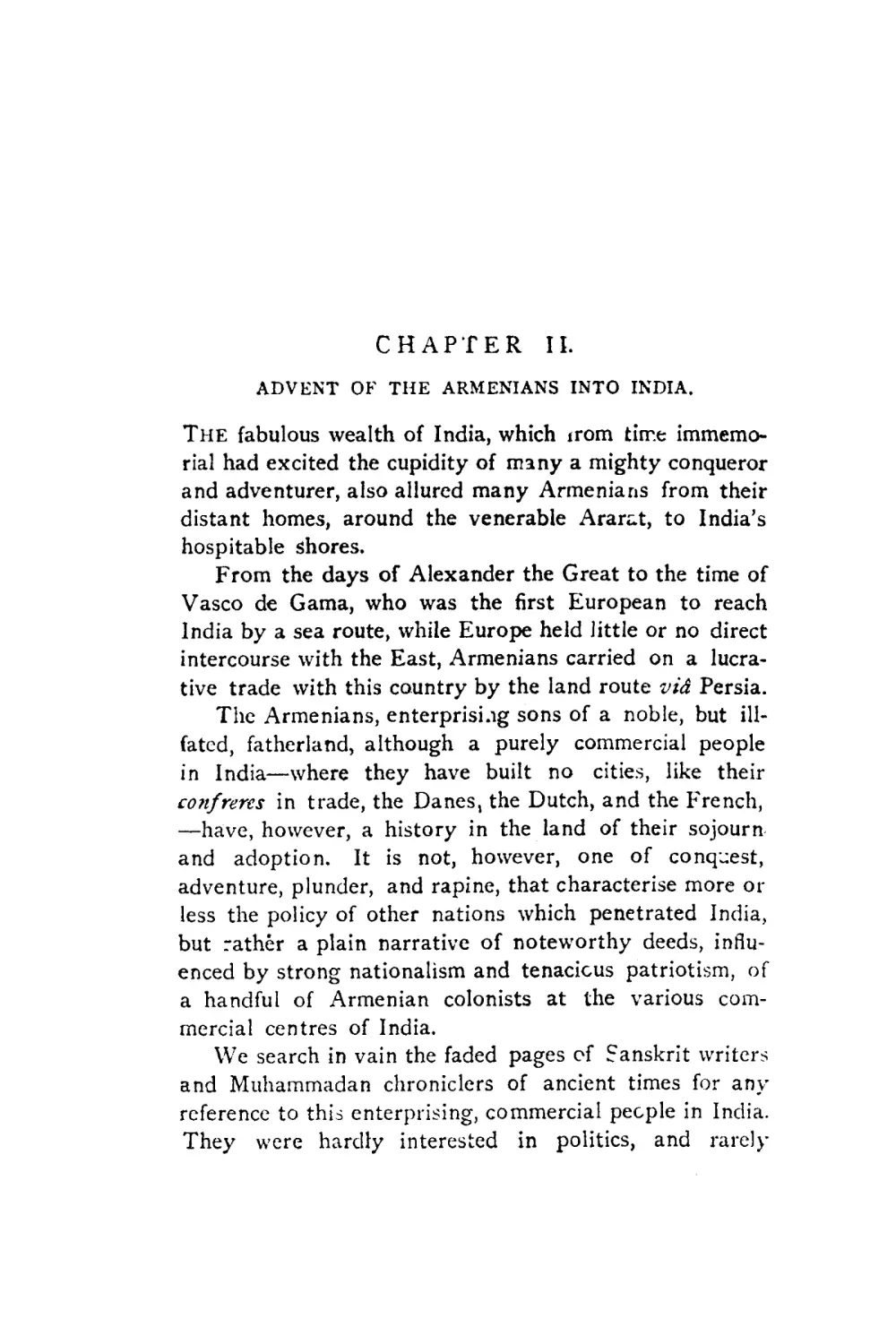 CHAPTER II. ADVENT OF THE ARMENIANS INTO INDIA
