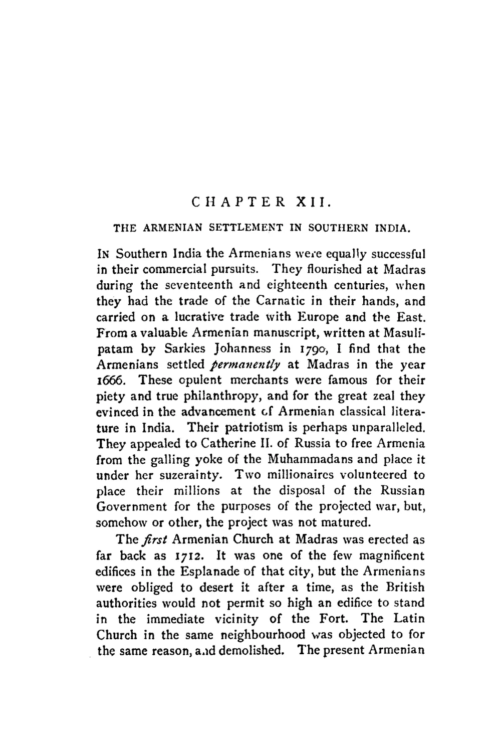 CHAPTER XII. THE ARMENIAN SETTLEMENT IN SOUTHERN INDIA