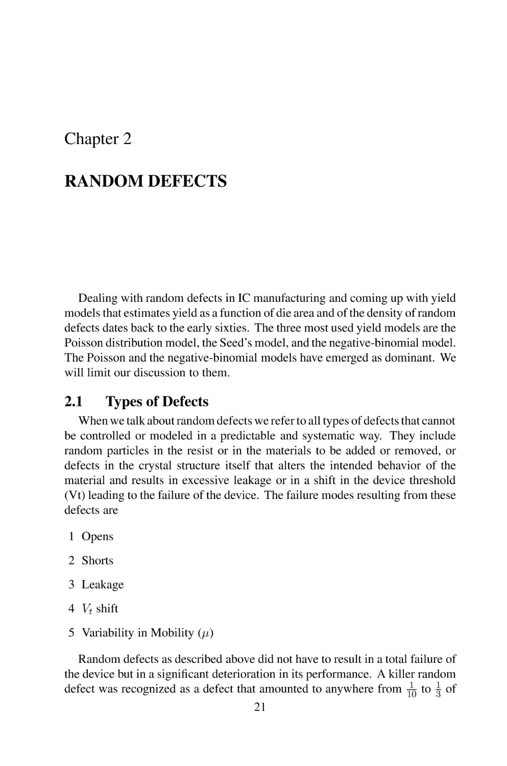 Chapter 2  RANDOM DEFECTS