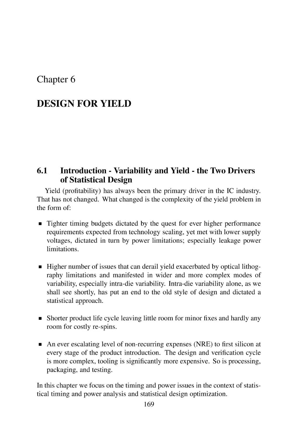 Chapter 6  DESIGN FOR YIELD