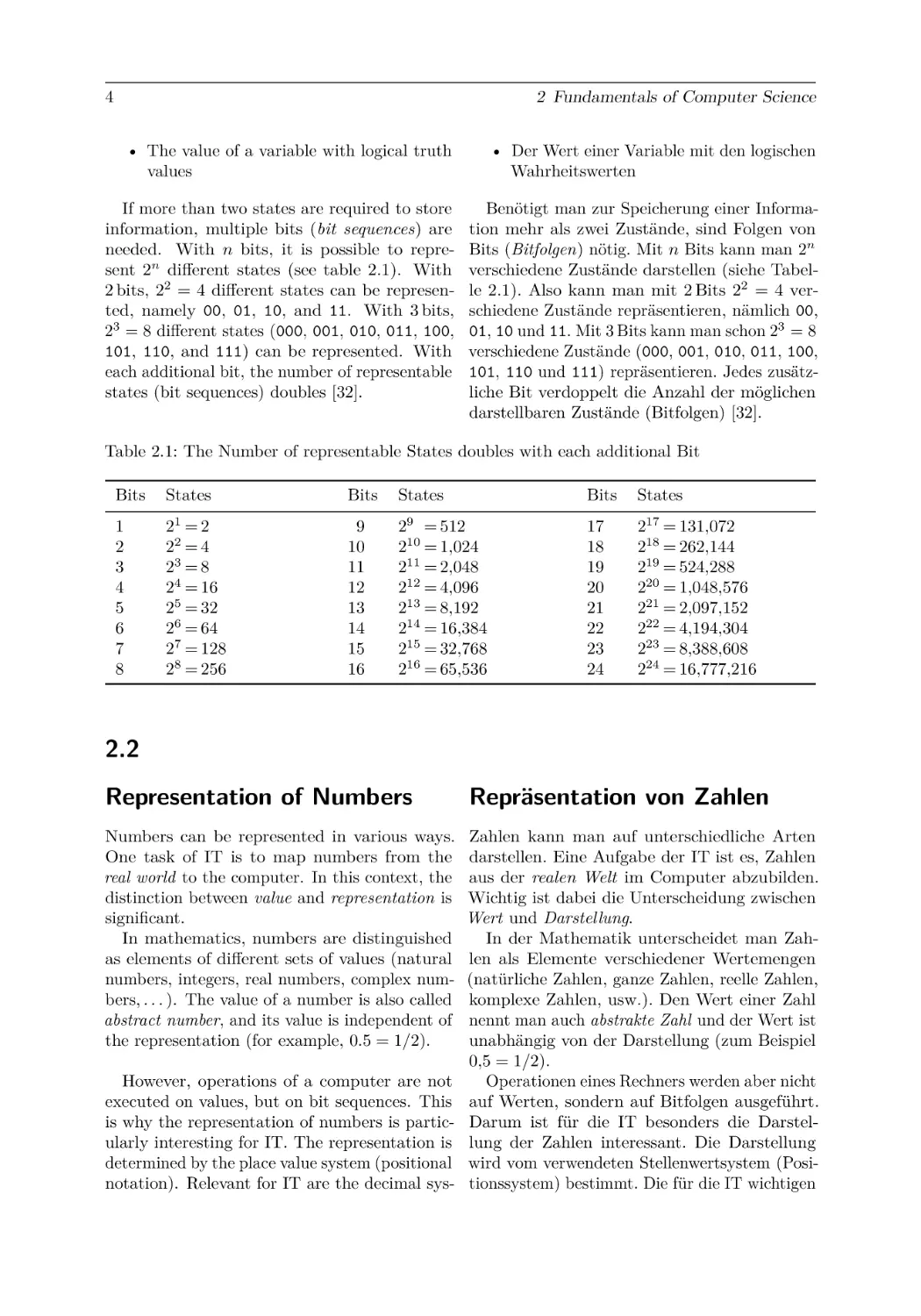 2.2
Representation of Numbers