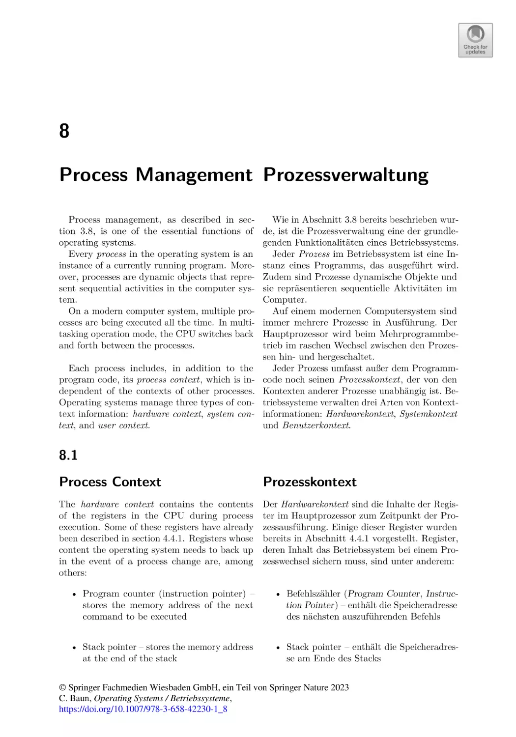 8
Process Management
8.1
Process Context