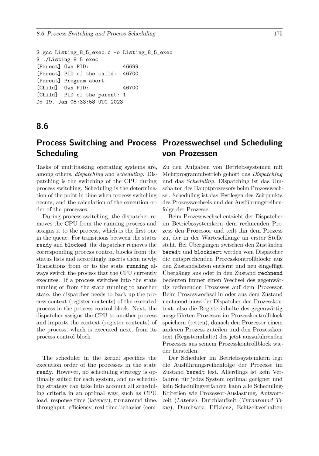 8.6
Process Switching and Process Scheduling