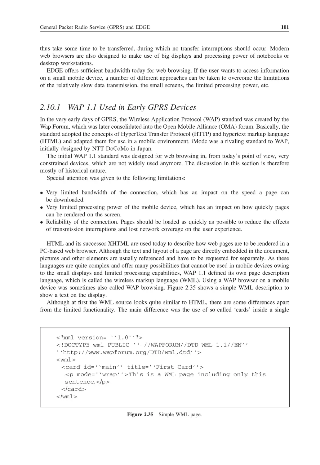 2.10.1 WAP 1.1 Used in Early GPRS Devices