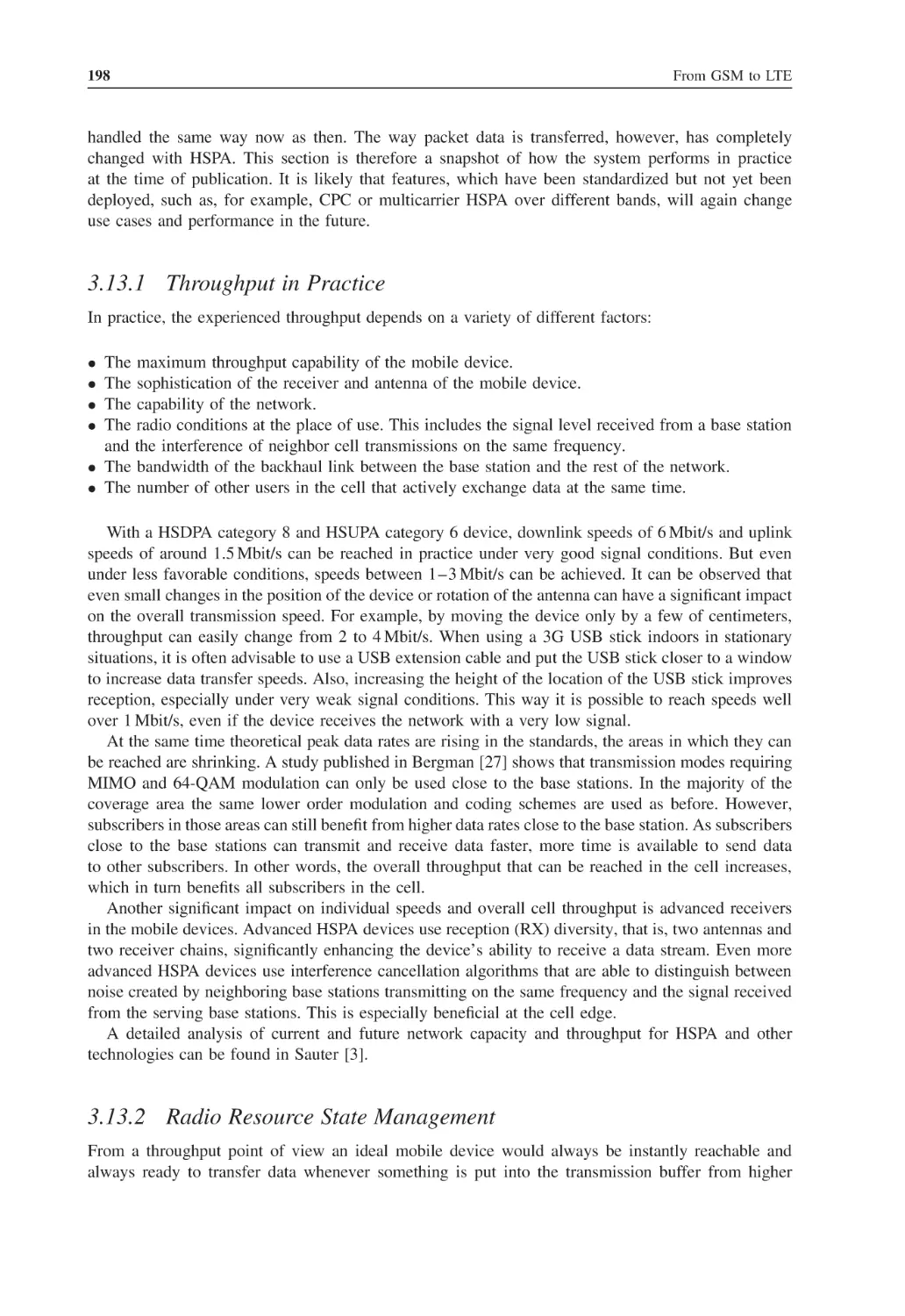 3.13.1 Throughput in Practice
3.13.2 Radio Resource State Management