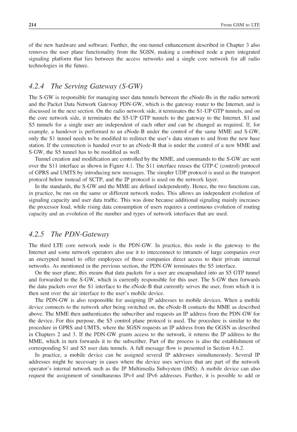 4.2.4 The Serving Gateway (S-GW)
4.2.5 The PDN-Gateway