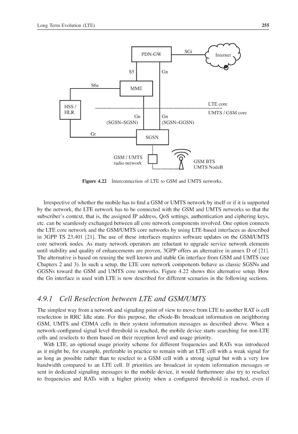 4.9.1 Cell Reselection between LTE and GSM/UMTS