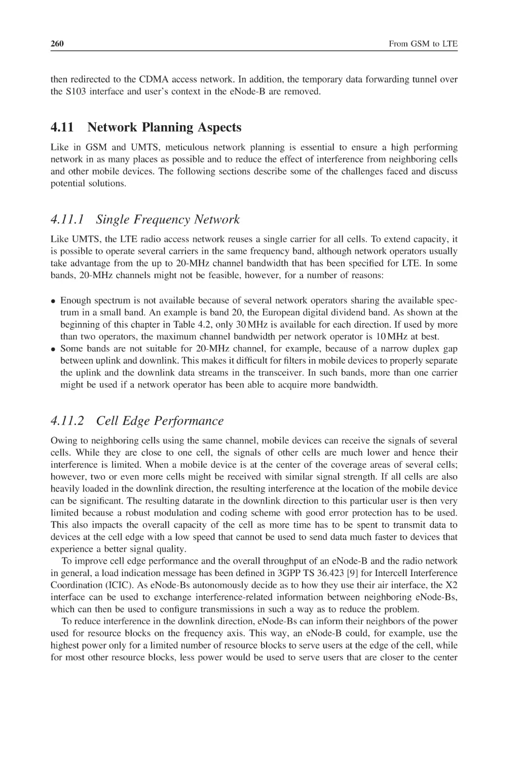 4.11 Network Planning Aspects
4.11.1 Single Frequency Network
4.11.2 Cell Edge Performance