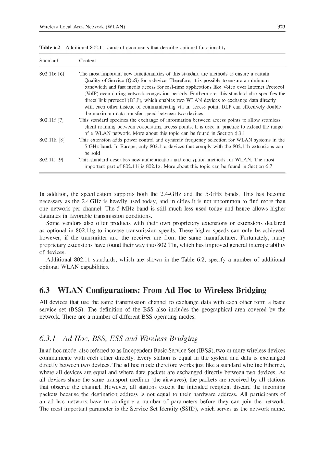 6.3 WLAN Configurations
6.3.1 Ad Hoc, BSS, ESS and Wireless Bridging