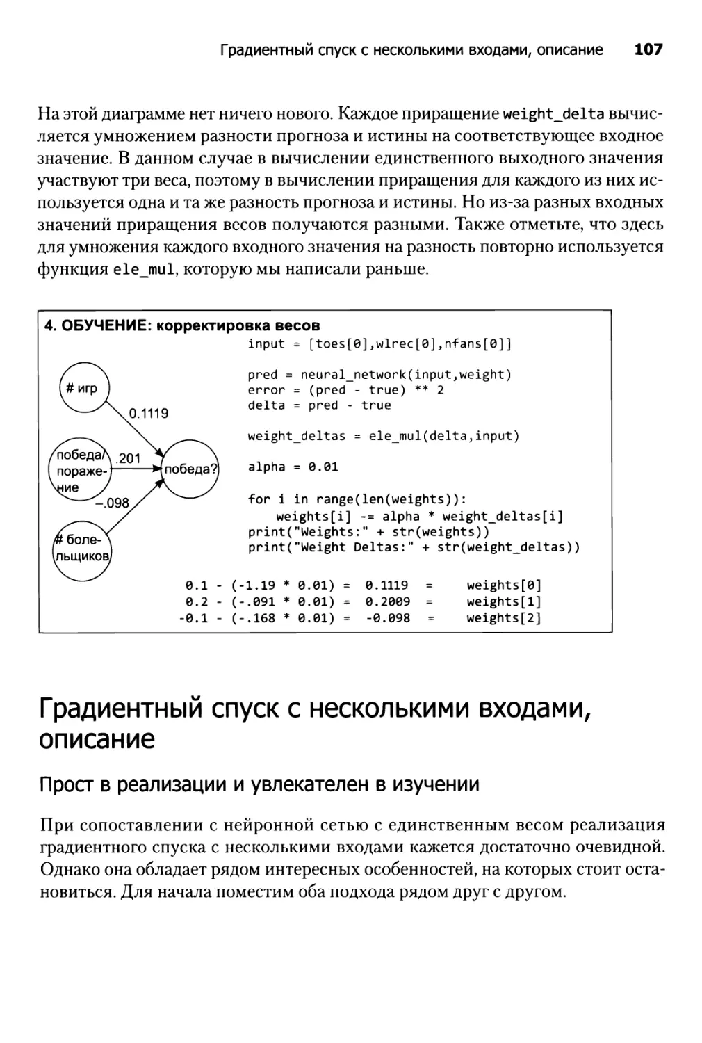 Градиентный спуск с несколькими входами, описание