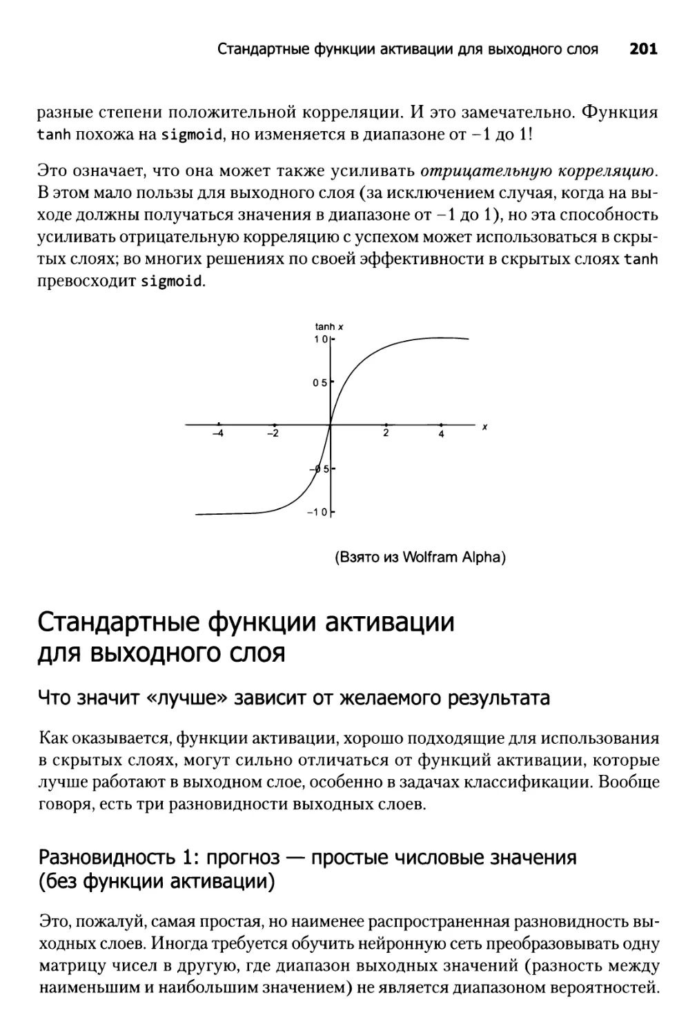 Стандартные функции активации для выходного слоя