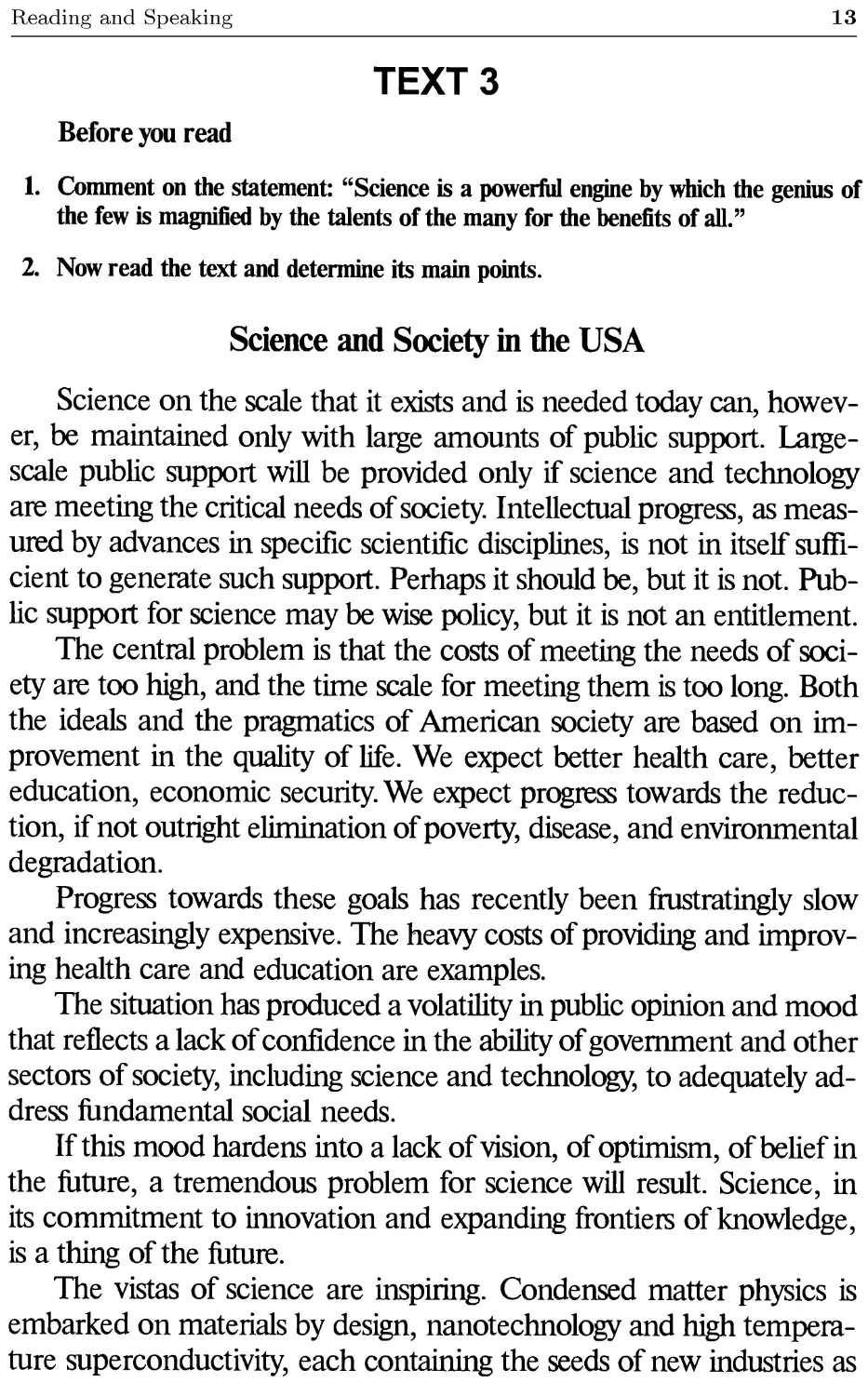 Text 3. Science and Society in the USA