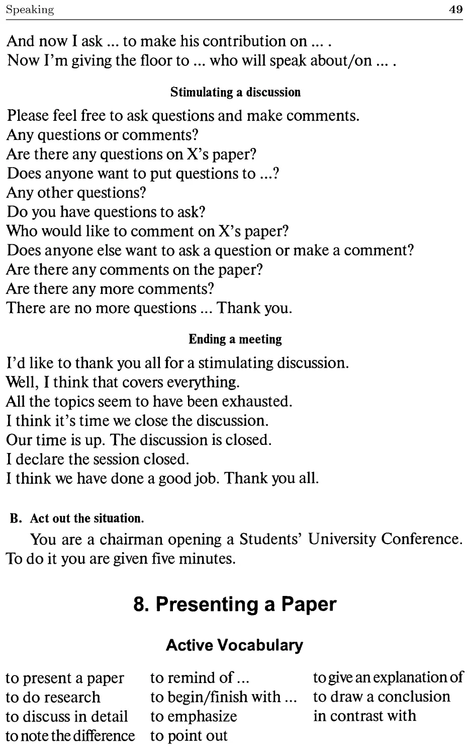 8. Presenting a Paper