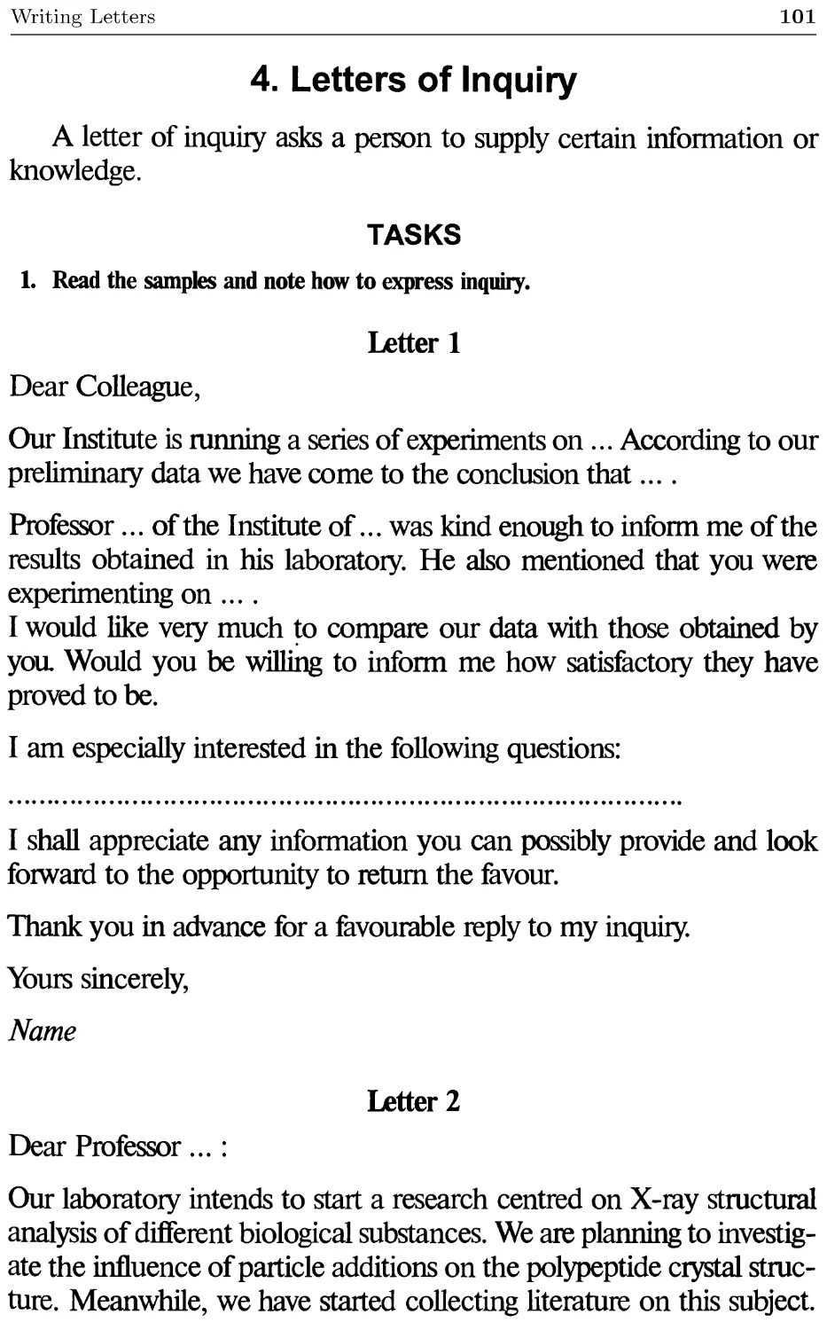 4. Letters of Inquiry