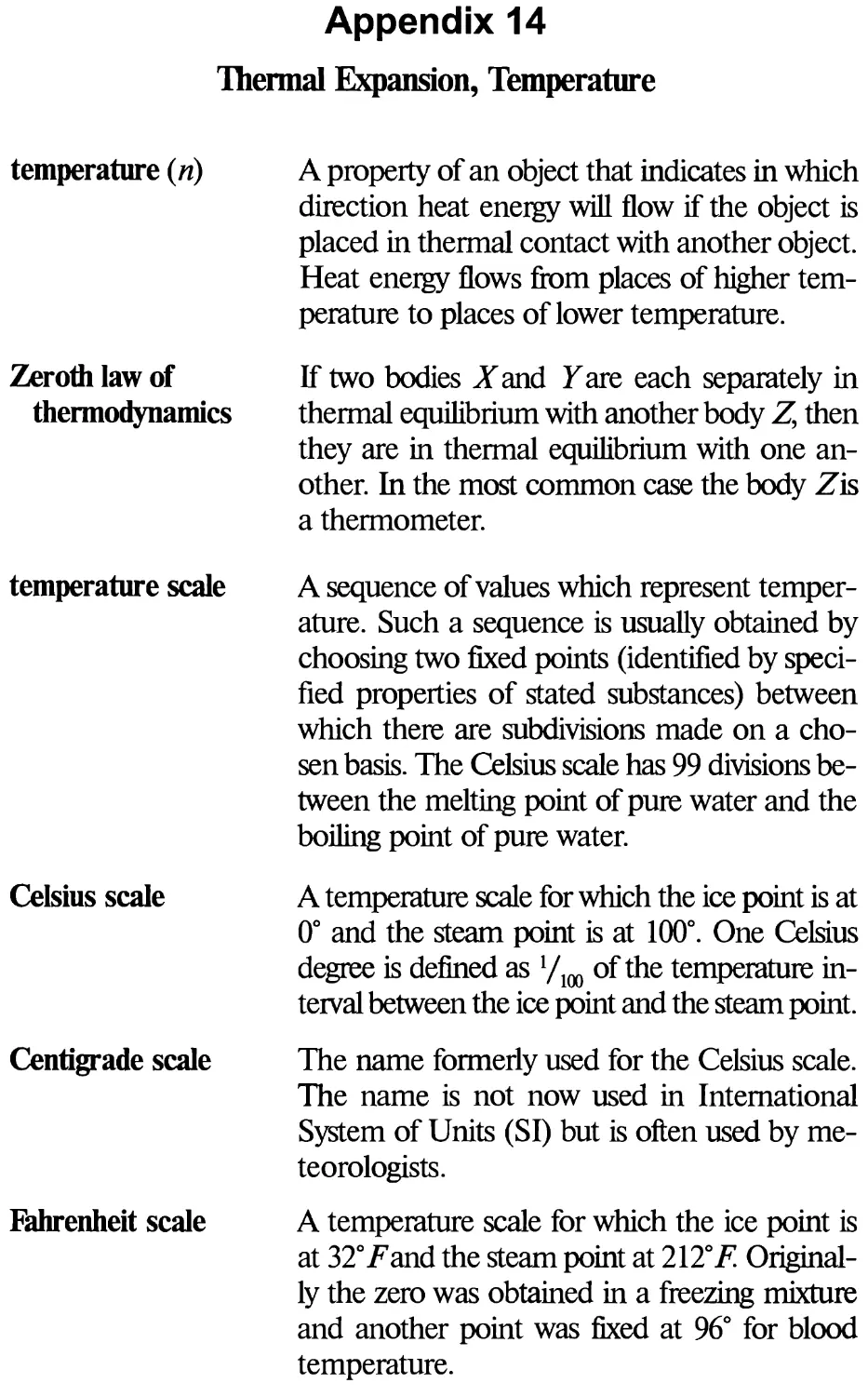 Appendix 14. Thermal Expansion, Temperature