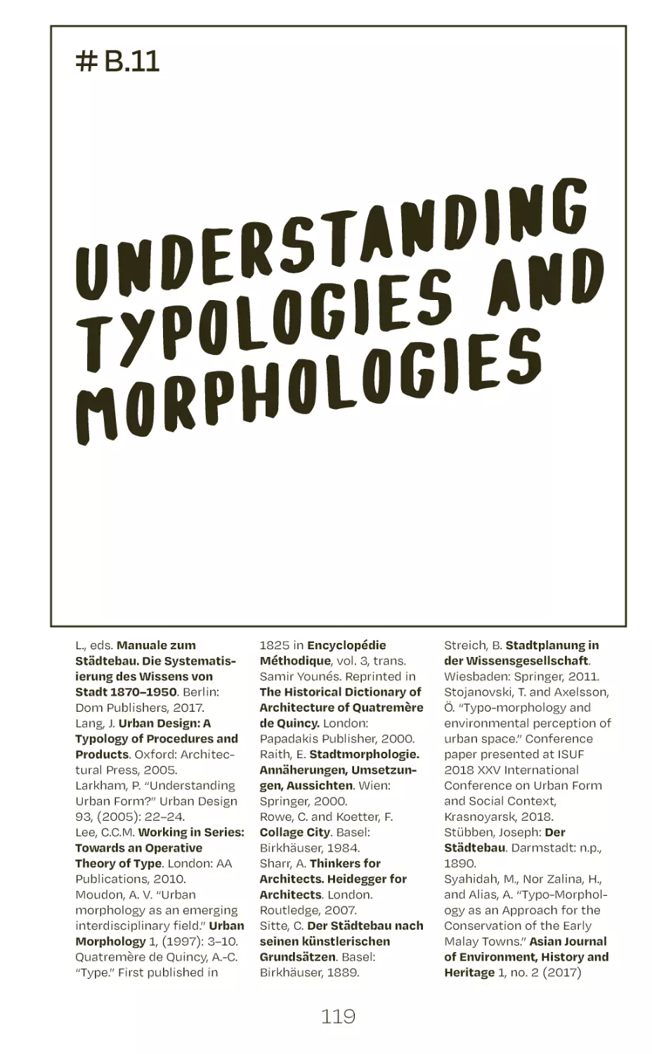 # B.11 understanding typologies and morphologies