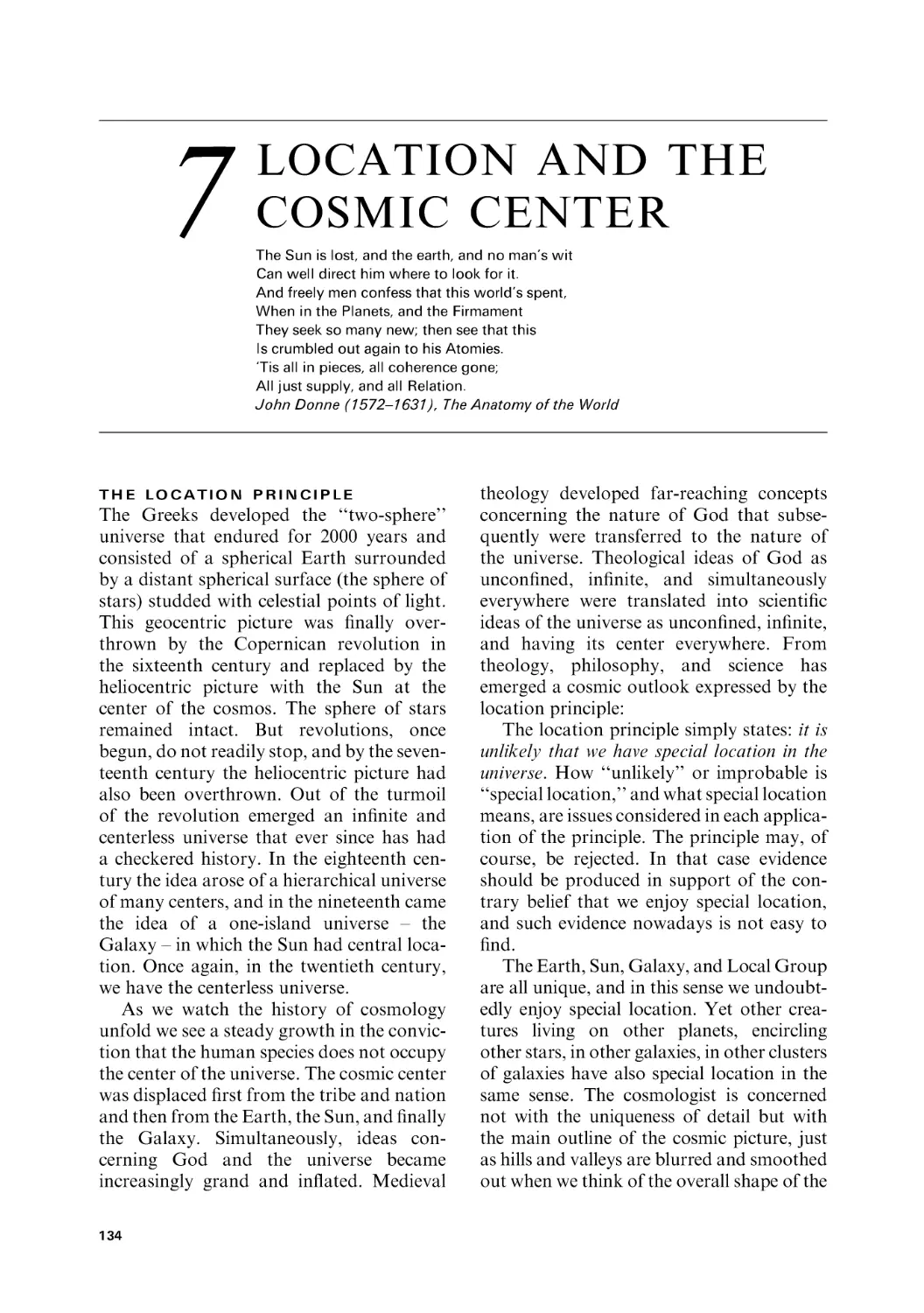 7 Location and the cosmic center