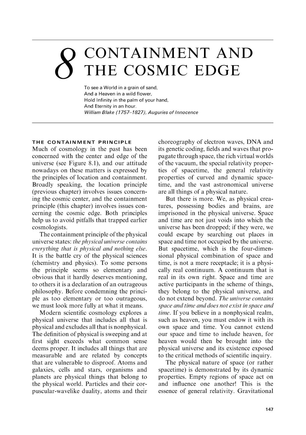 8 Containment and the cosmic edge