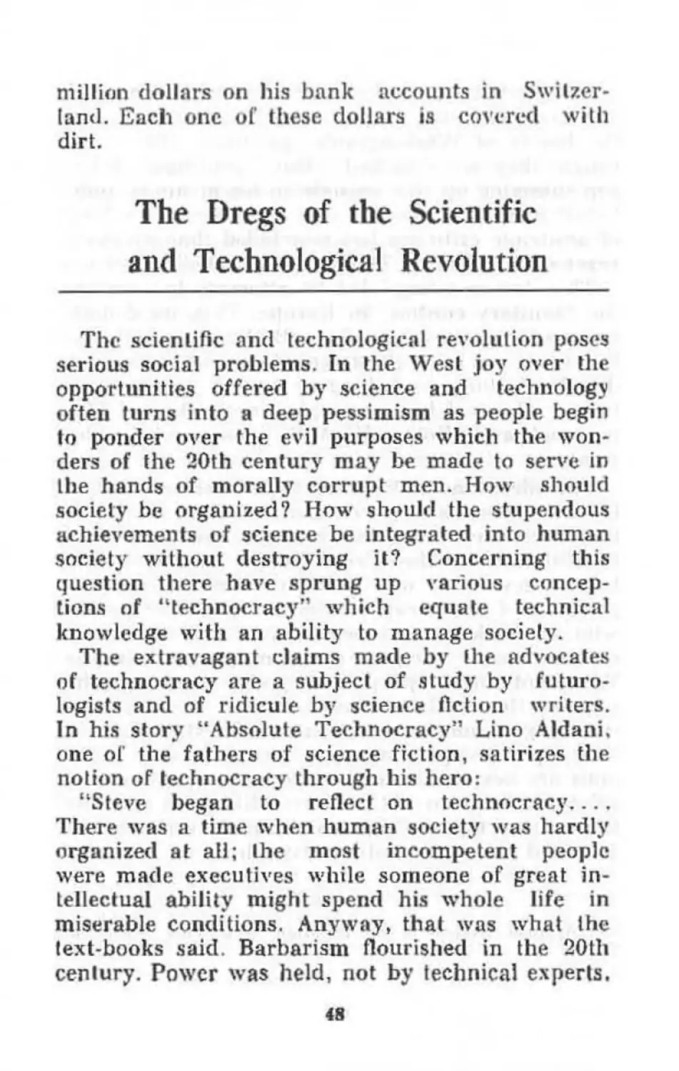 The Dregs of the Scientific and Technological Revolution