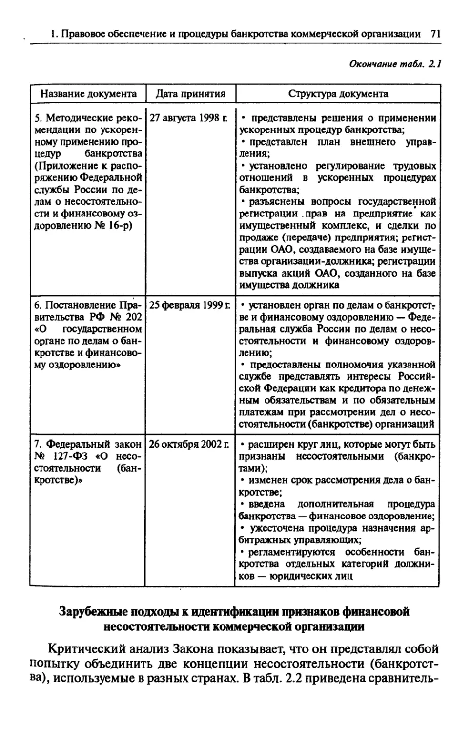 Зарубежные подходы к идентификации признаков финансовой несостоятельности коммерческой организации