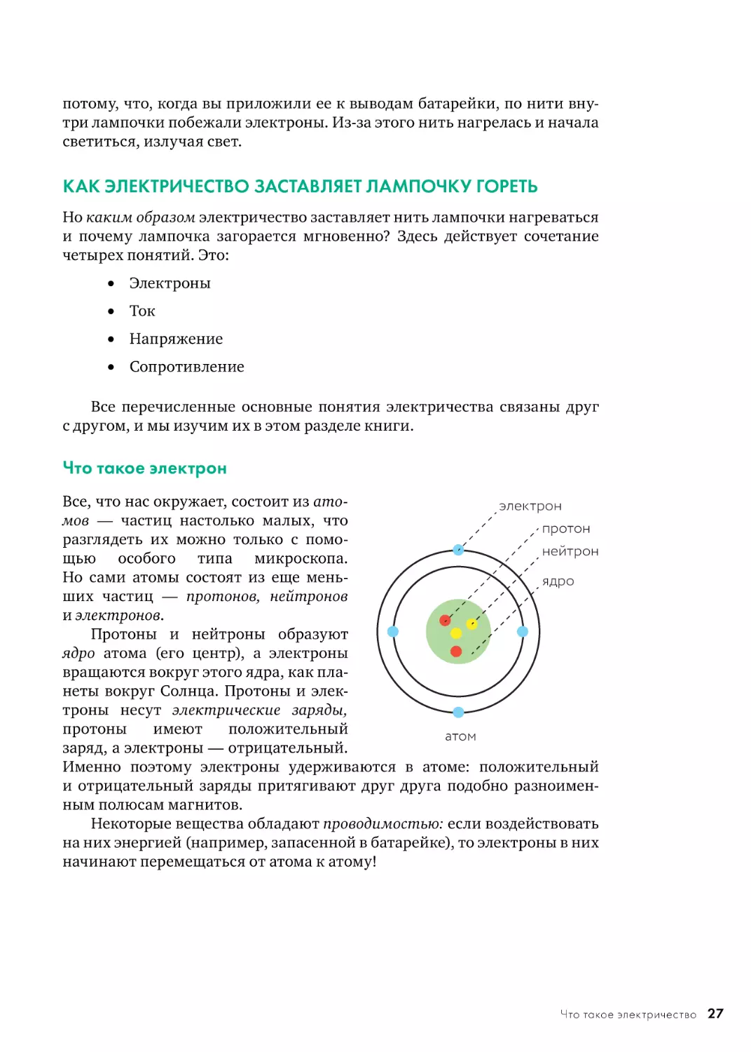 КАК ЭЛЕКТРИЧЕСТВО ЗАСТАВЛЯЕТ ЛАМПОЧКУ ГОРЕТЬ
Что такое электрон