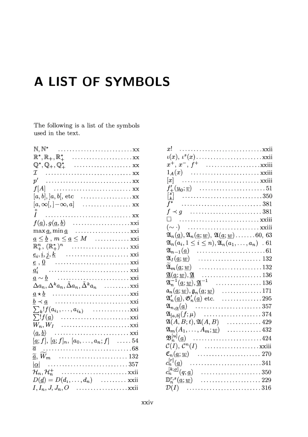 A LIST OF SYMBOLS