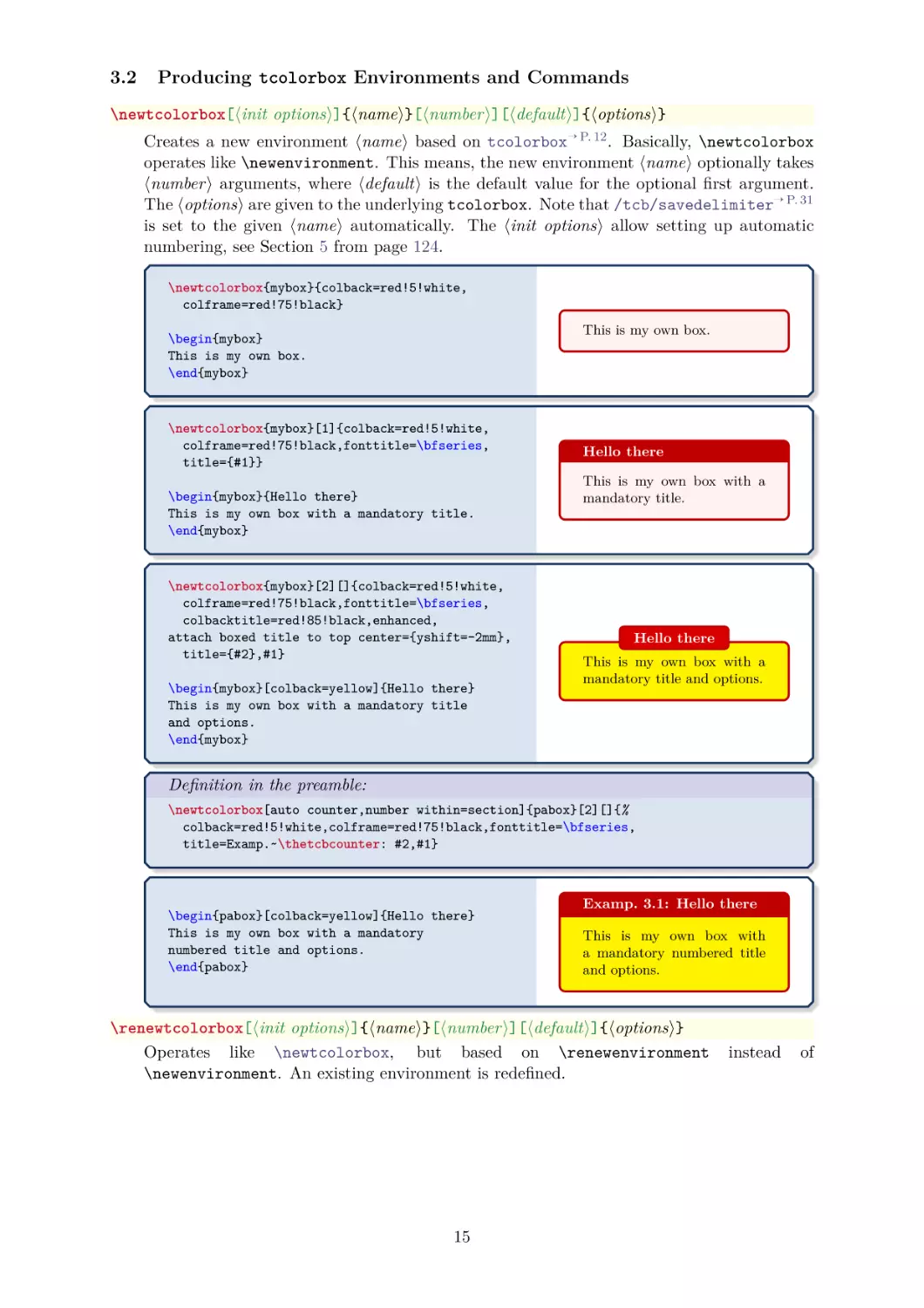 Producing tcolorbox Environments and Commands