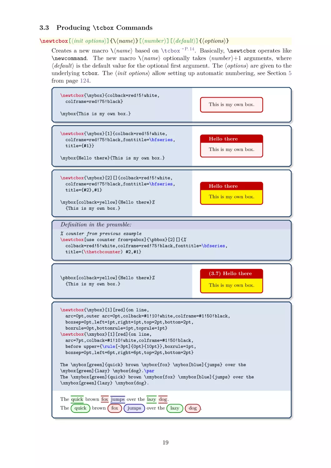 Producing 	cbox Commands