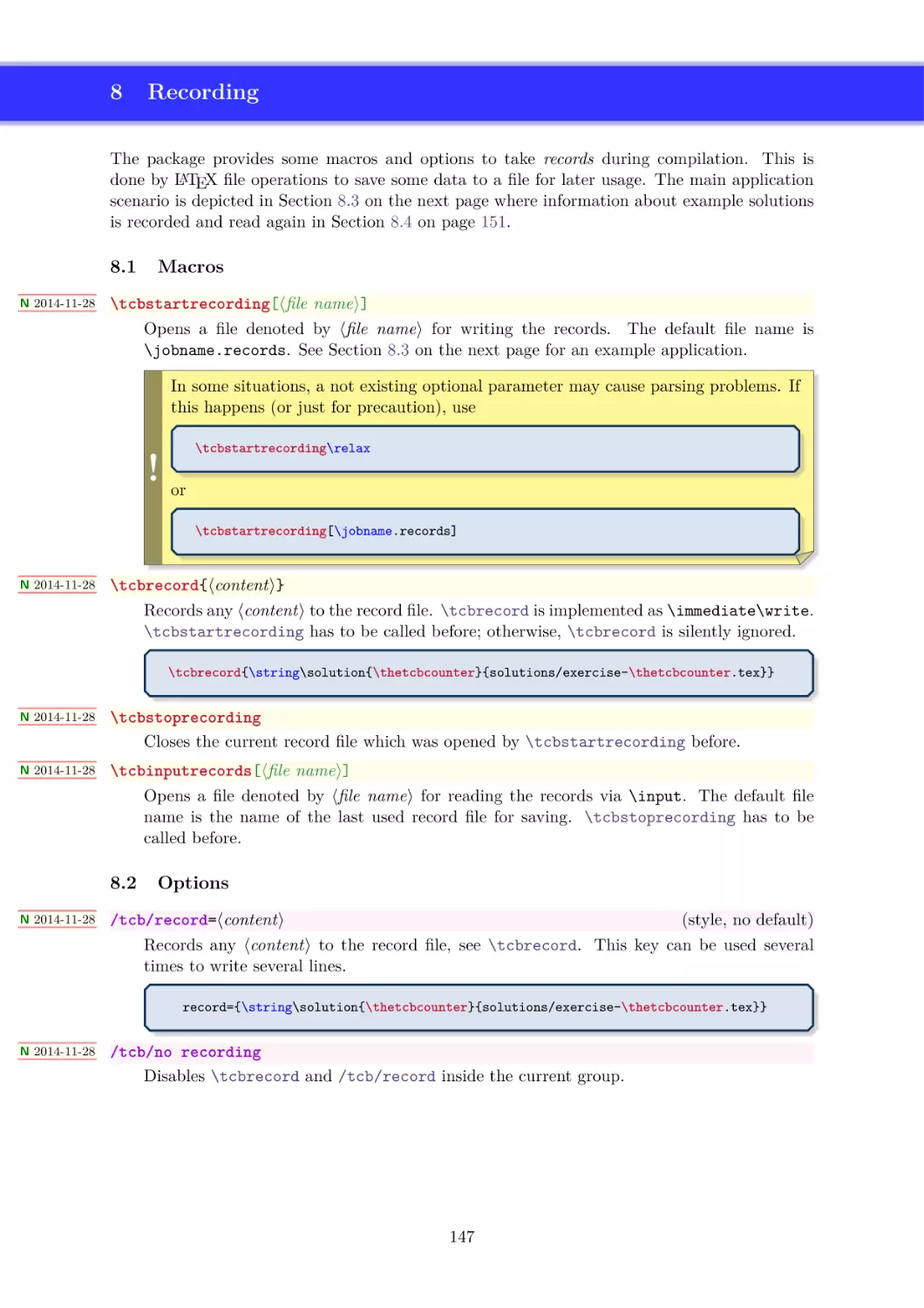 Recording
Macros
Options