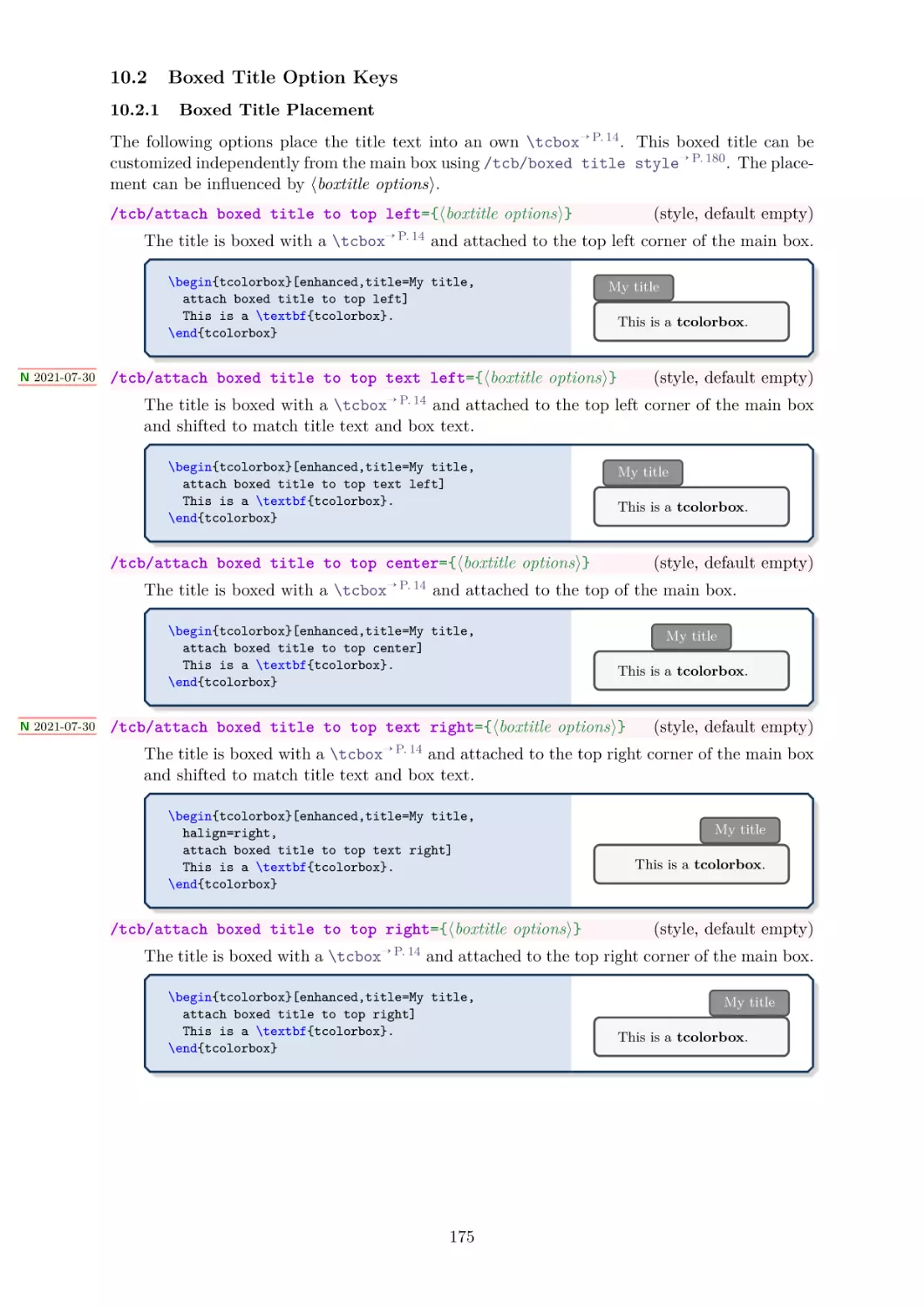 Boxed Title Option Keys
Boxed Title Placement