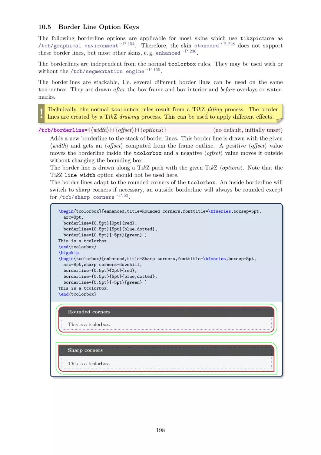 Border Line Option Keys