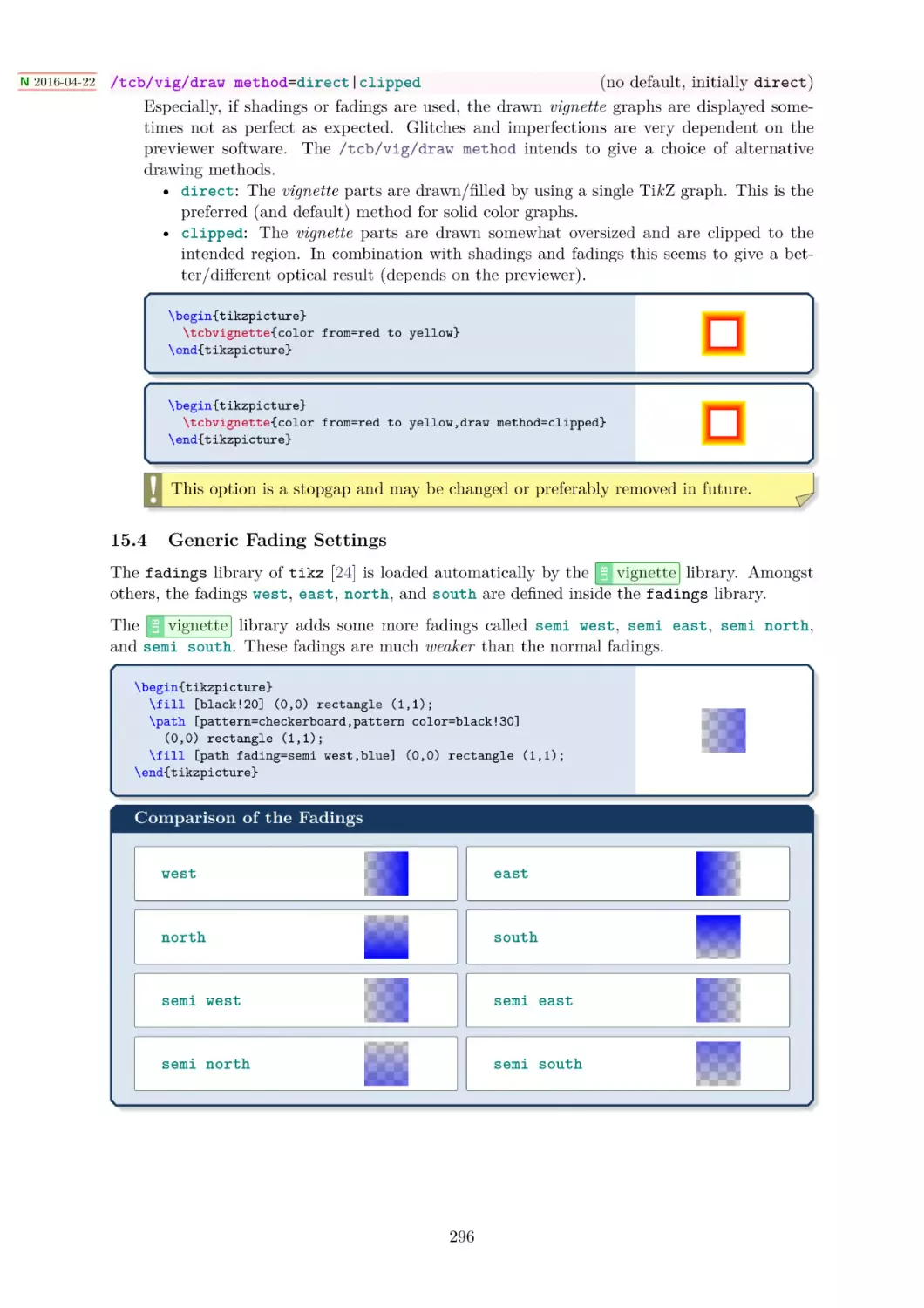 Generic Fading Settings