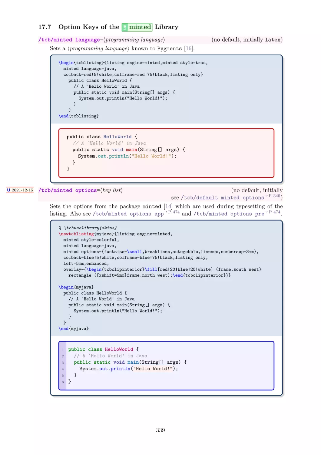 Option Keys of the `minted' Library