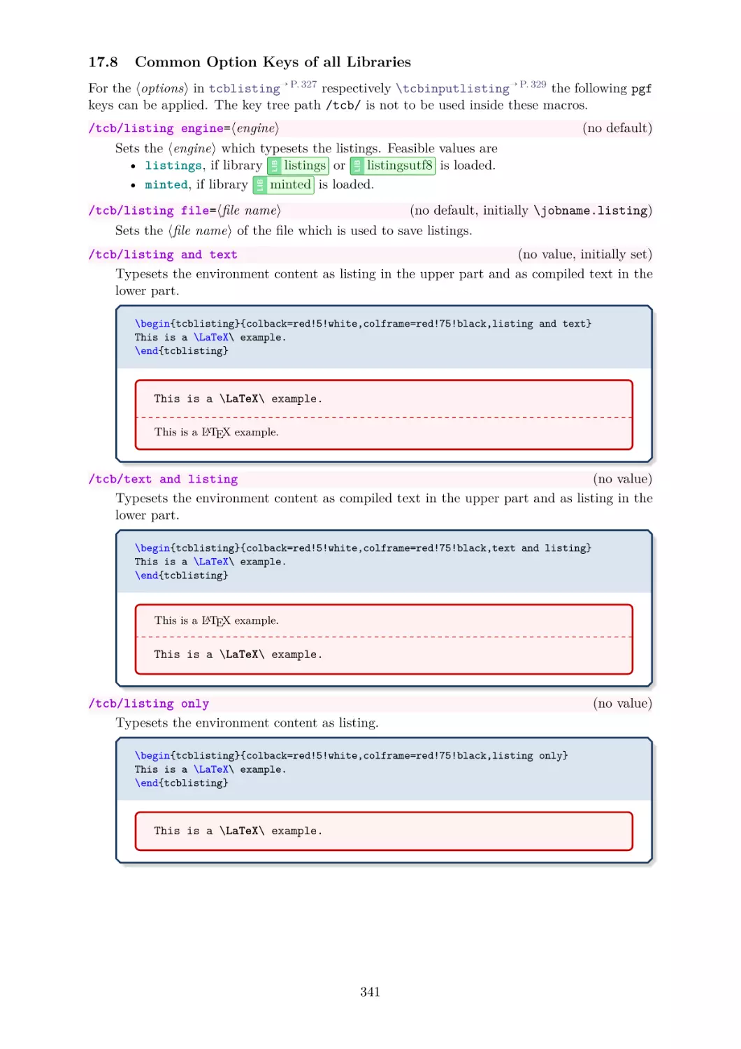 Common Option Keys of all Libraries