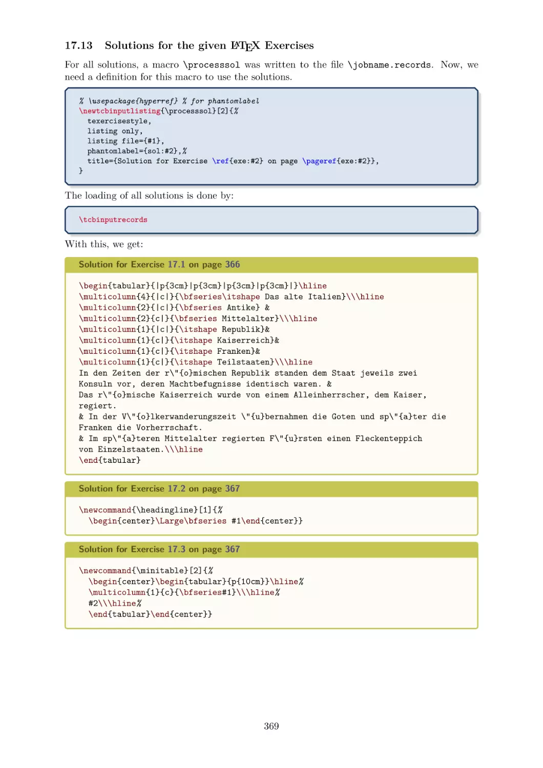 Solutions for the given LaTeX Exercises