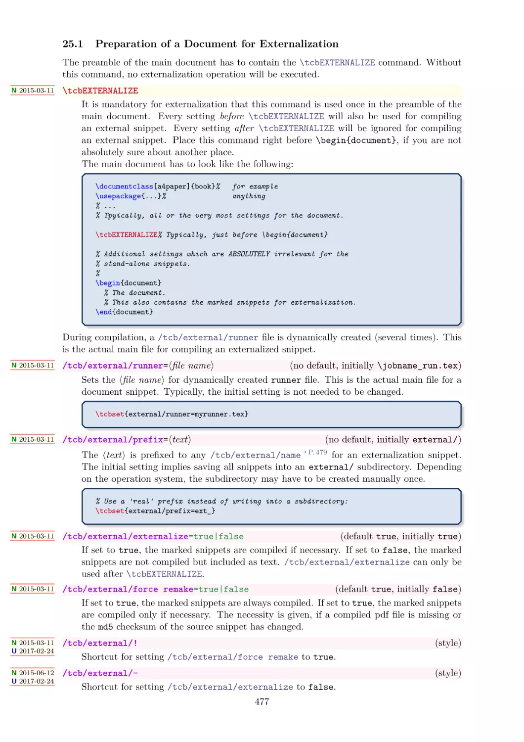 Preparation of a Document for Externalization