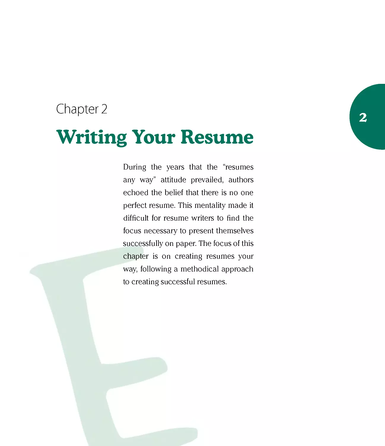 Chapter 2: Writing Your Resume