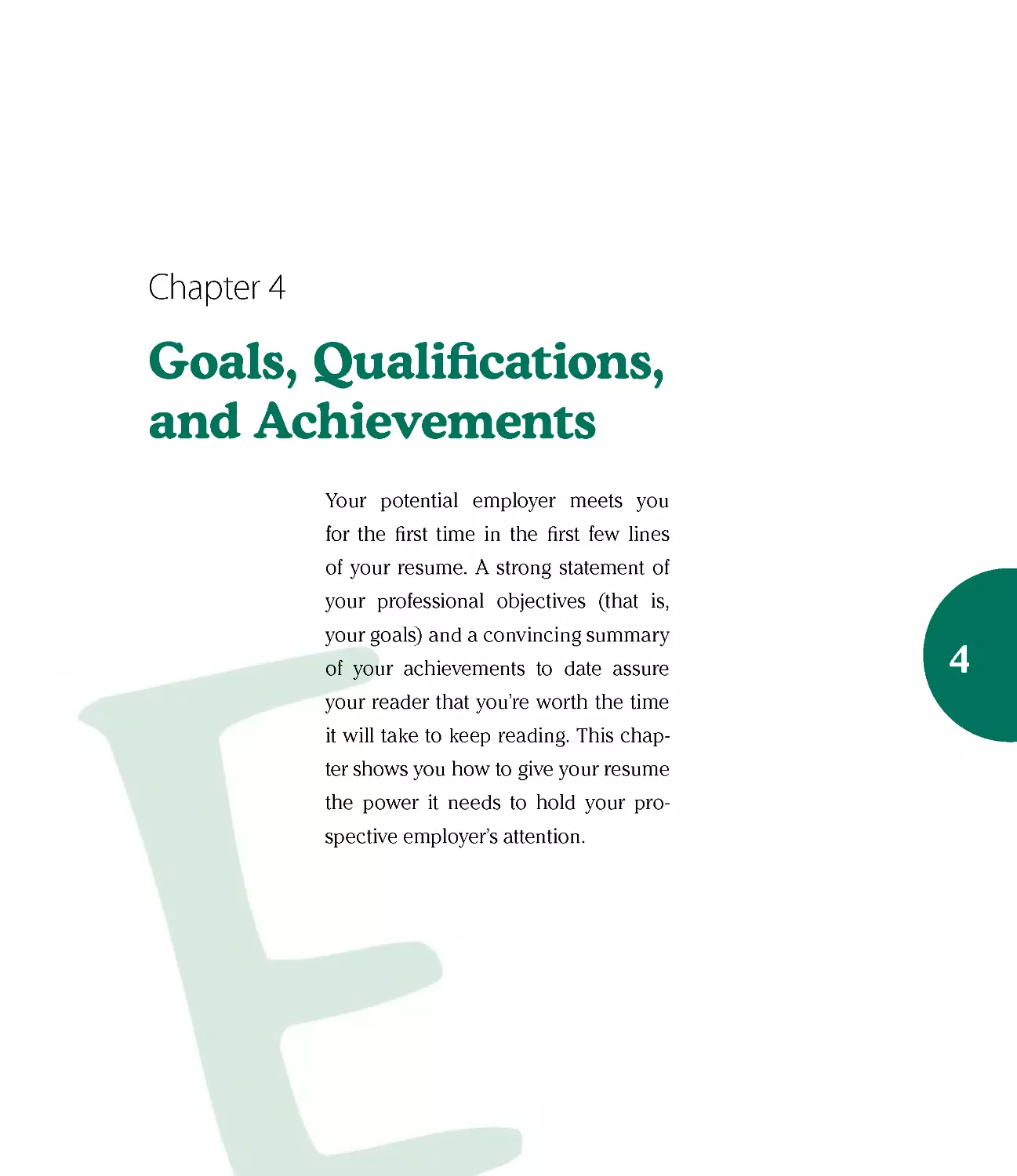 Chapter 4: Goals, Qualifications, and Achievements