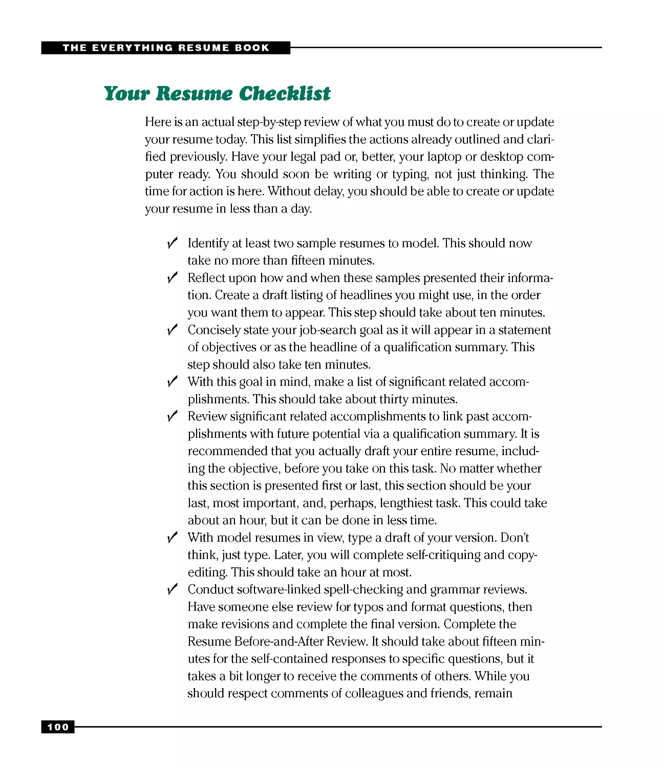 Your Resume Checklist