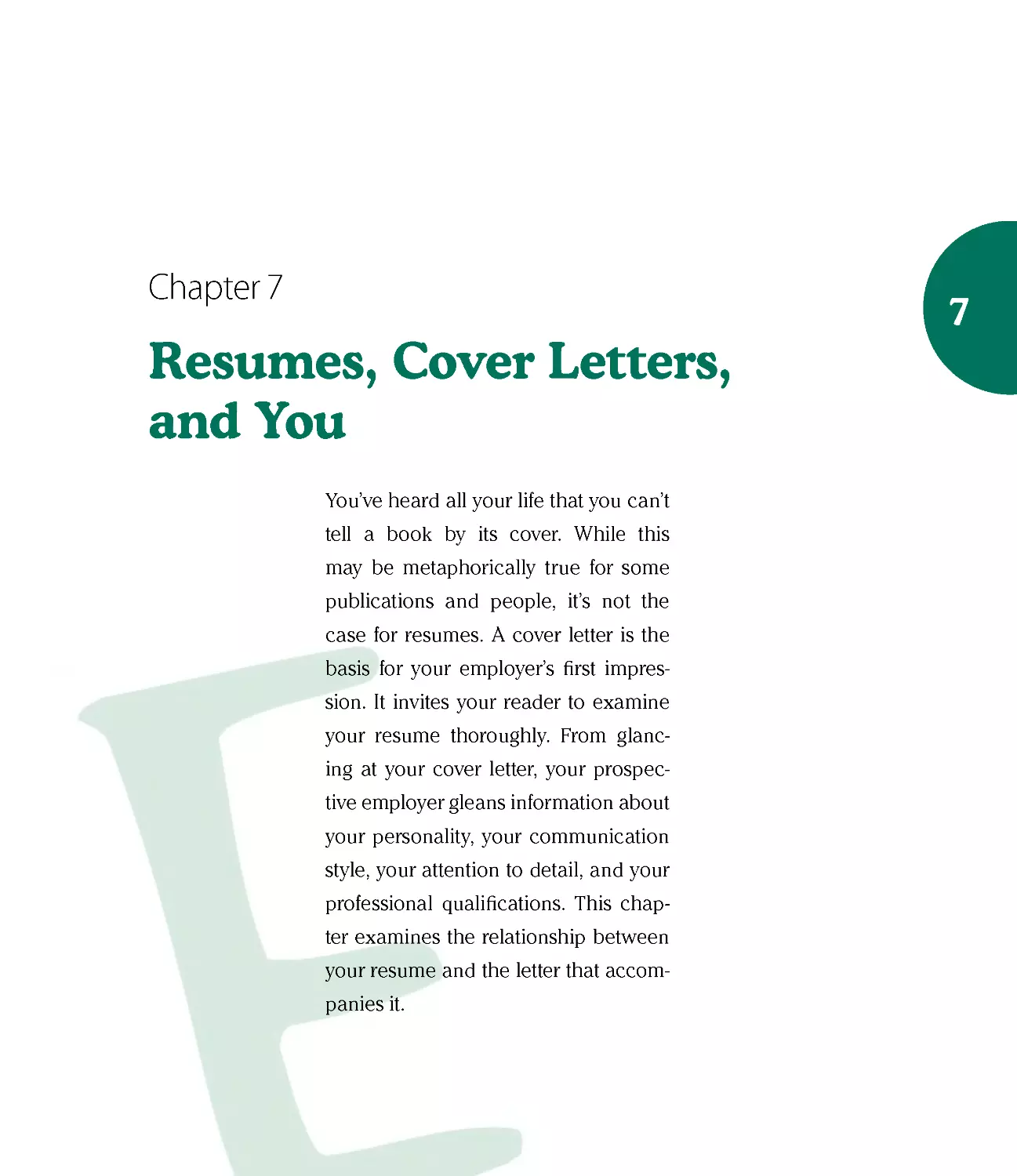 Chapter 7: Resumes, Cover Letters, and You
